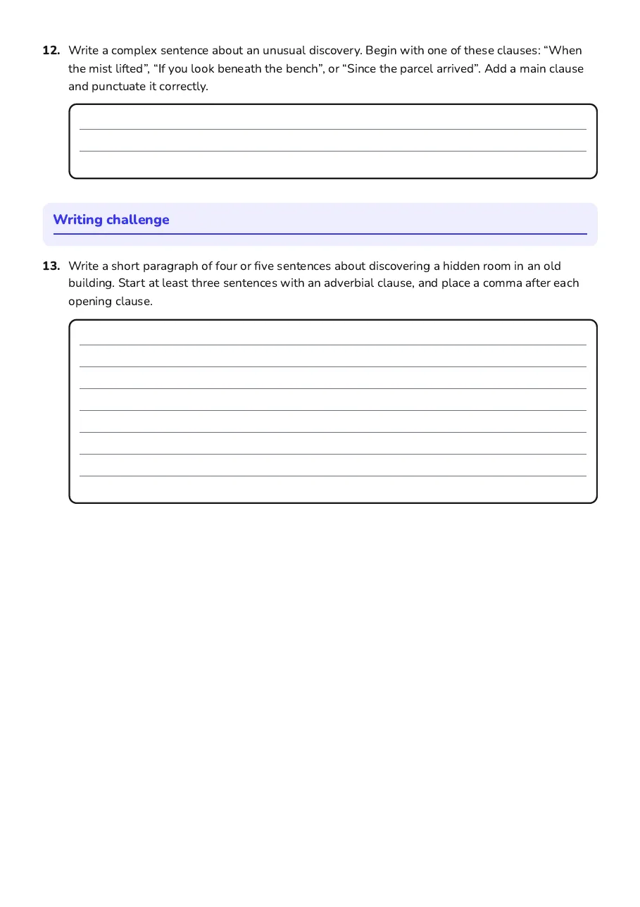 Adverbial Clauses and Commas, page 3 of 3: Writing challenge