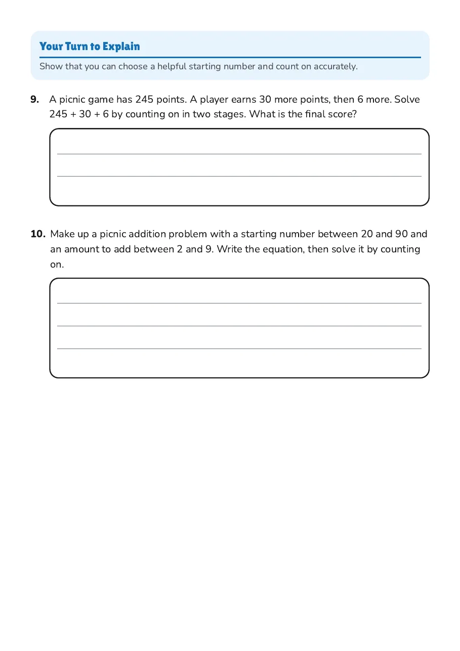 Counting On Skills Assessment, page 3 of 3: Your Turn to Explain
