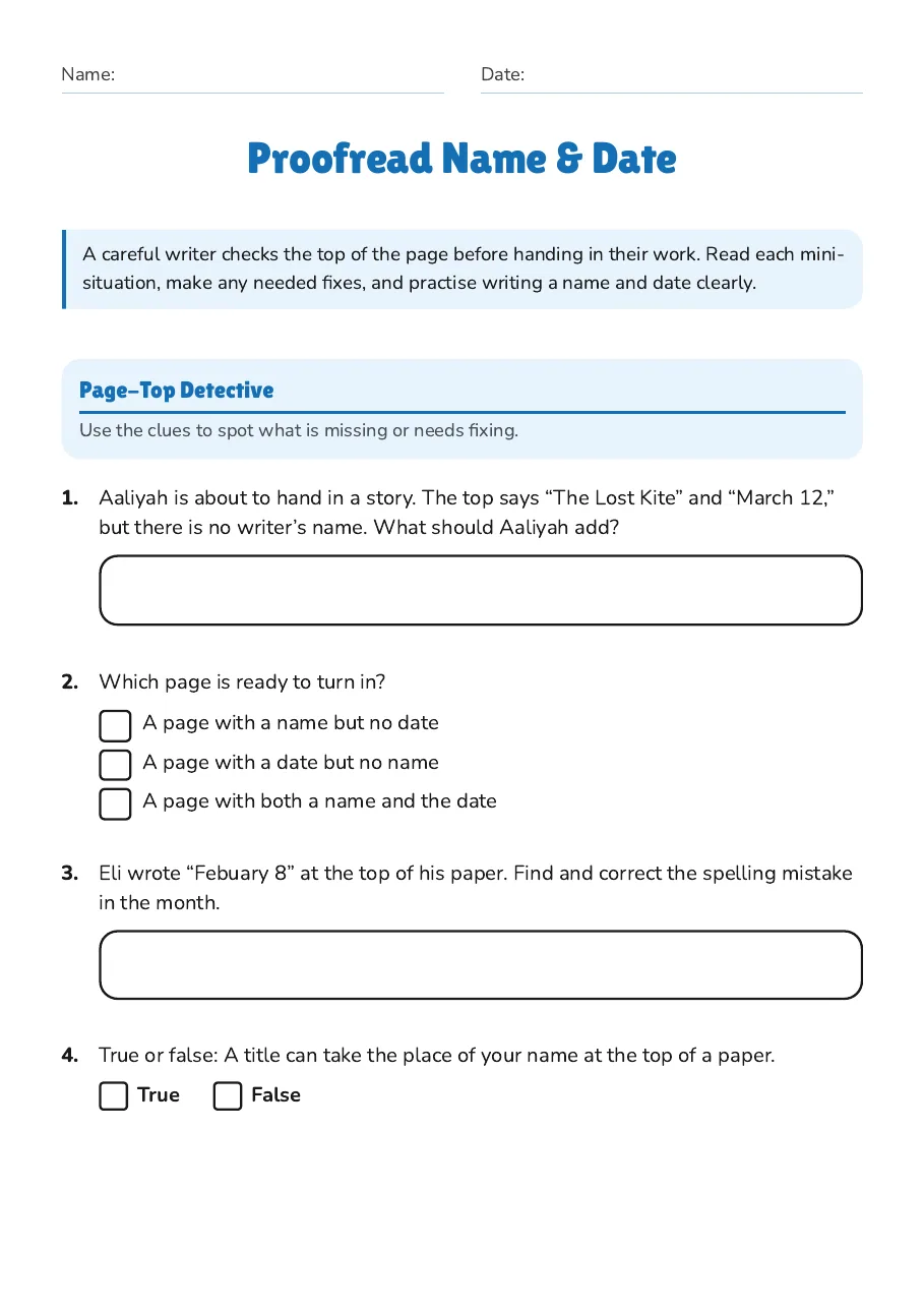 Proofread Name & Date, page 1 of 2: Page-Top Detective