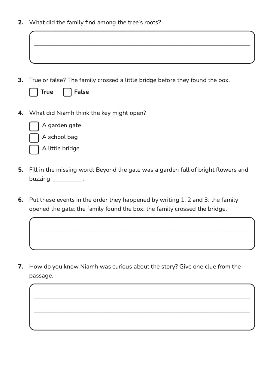 Oxford Reading Tree Introduction, page 2 of 3: 2. What did the family find among the tree’s roots?