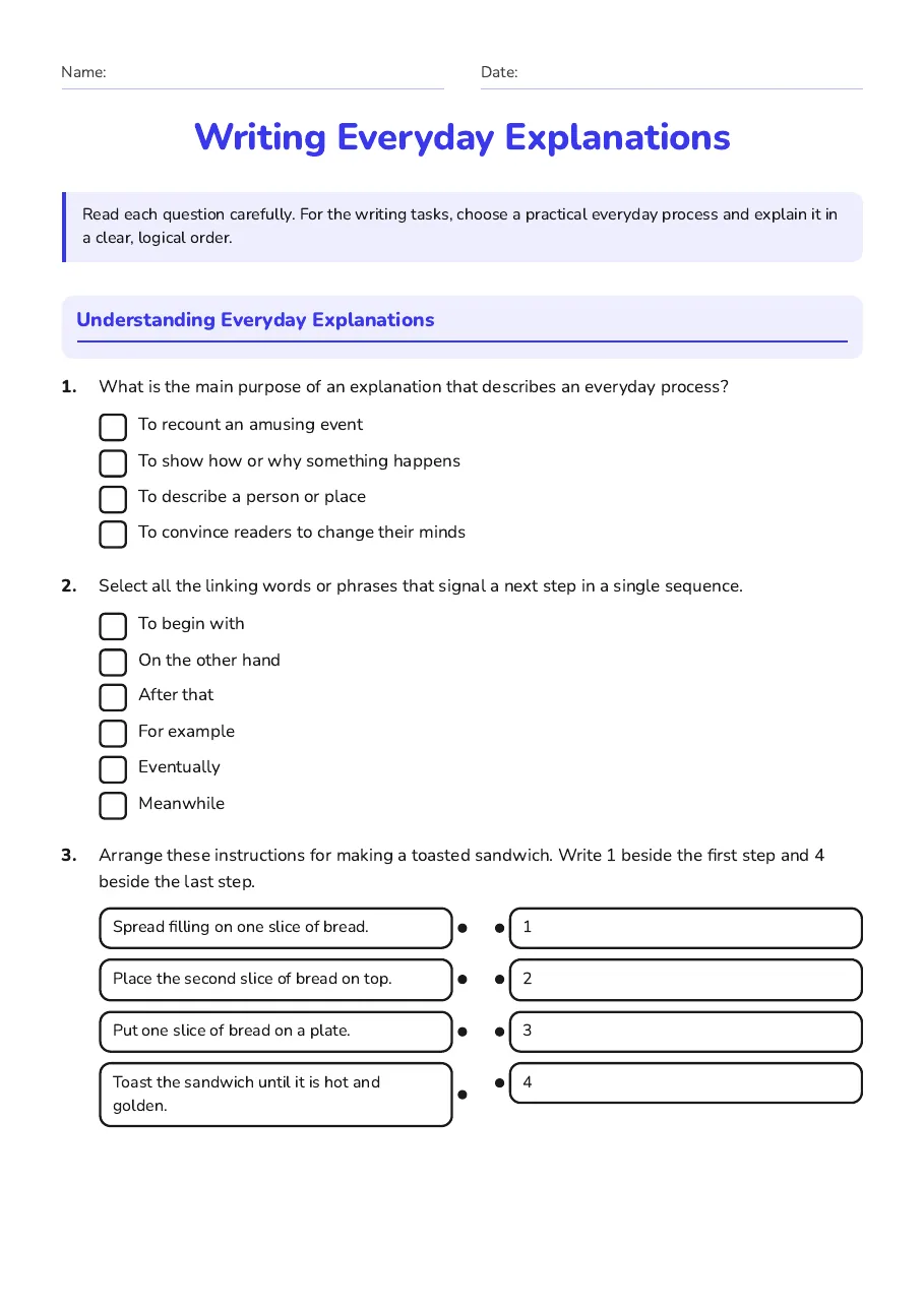 Writing Everyday Explanations, page 1 of 3: Understanding Everyday Explanations