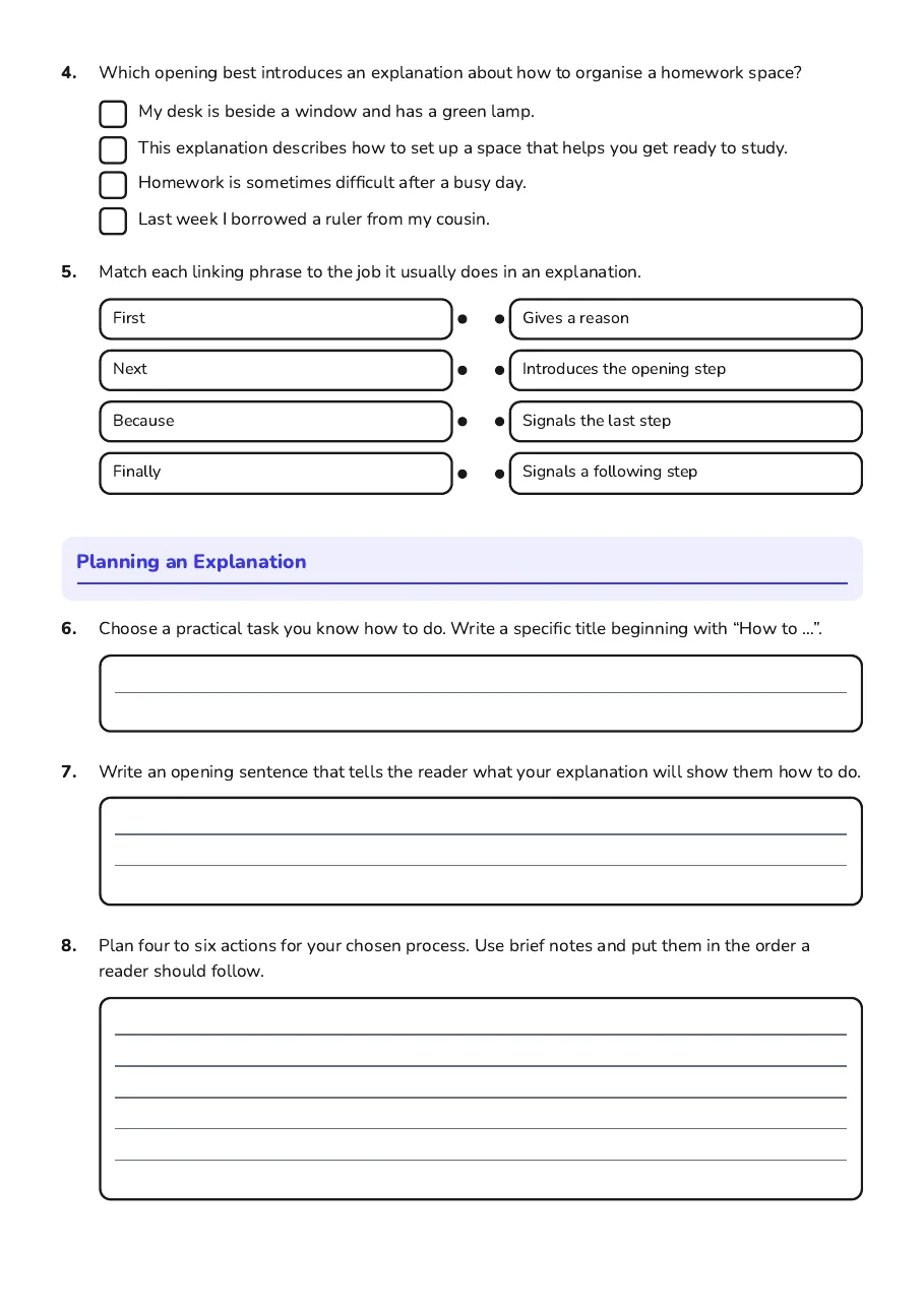 Writing Everyday Explanations, page 2 of 3: Planning an Explanation