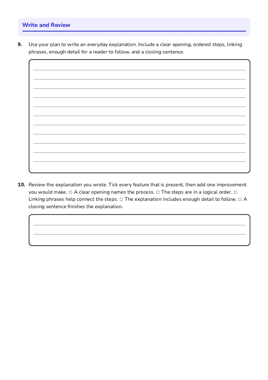 Writing Everyday Explanations, page 3 of 3: Write and Review