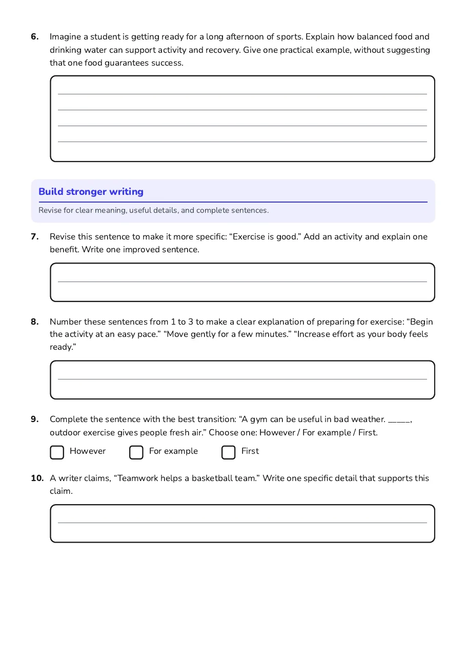 TELPAS PE Writing Prompts, page 3 of 3: Build stronger writing