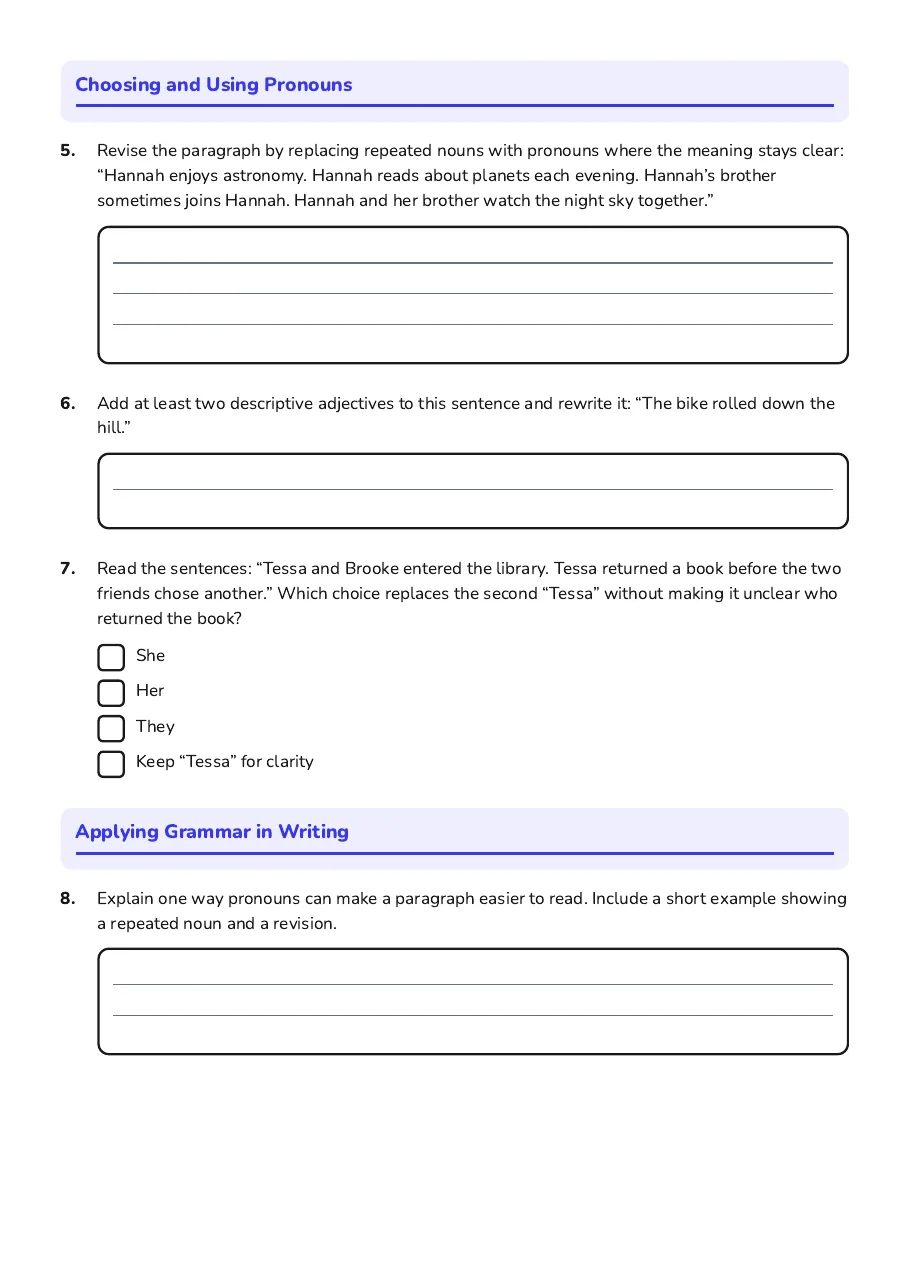 Mastering Nouns & Pronouns, page 2 of 3: Choosing and Using Pronouns, Applying Grammar in Writing