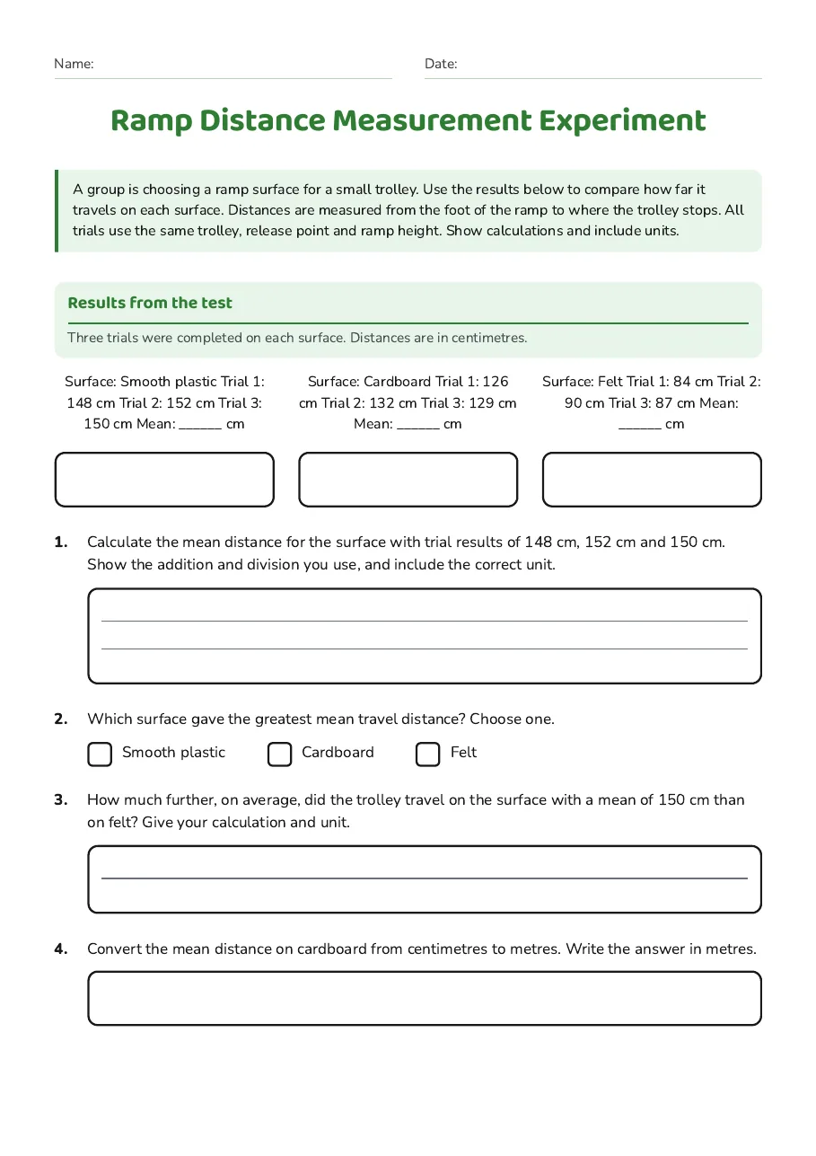 Ramp Distance Measurement Experiment, page 1 of 3: Results from the test
