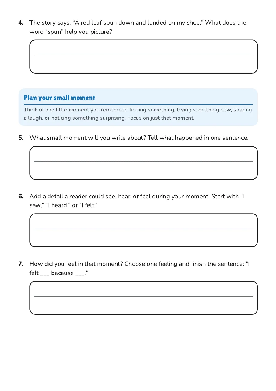 My Small Moment, page 2 of 3: Plan your small moment