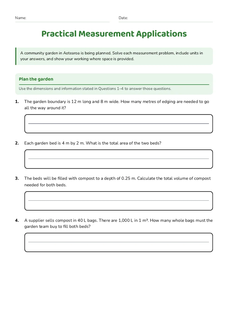 Practical Measurement Applications, page 1 of 3: Plan the garden