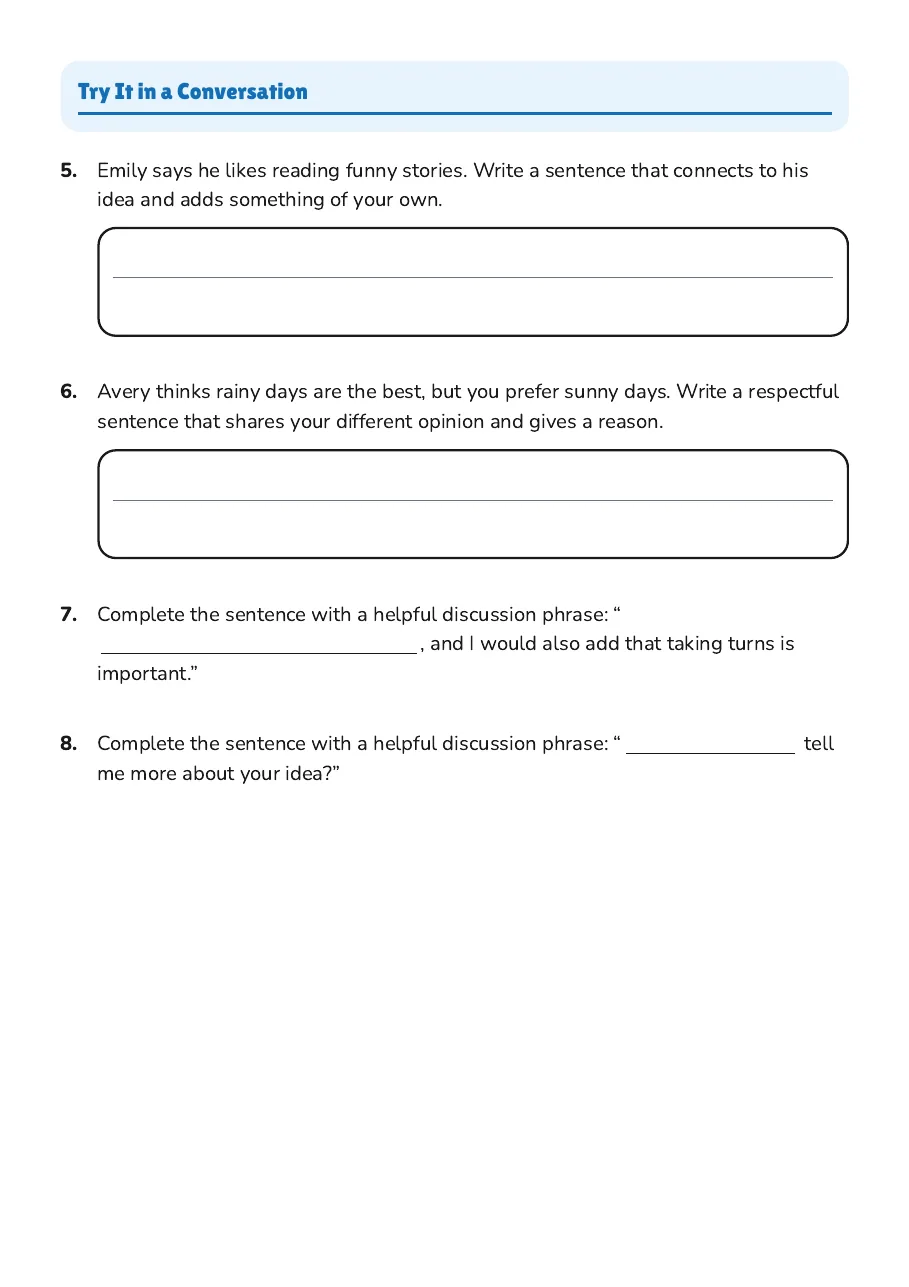 Collaborative Discussion Skills Practice, page 2 of 3: Try It in a Conversation