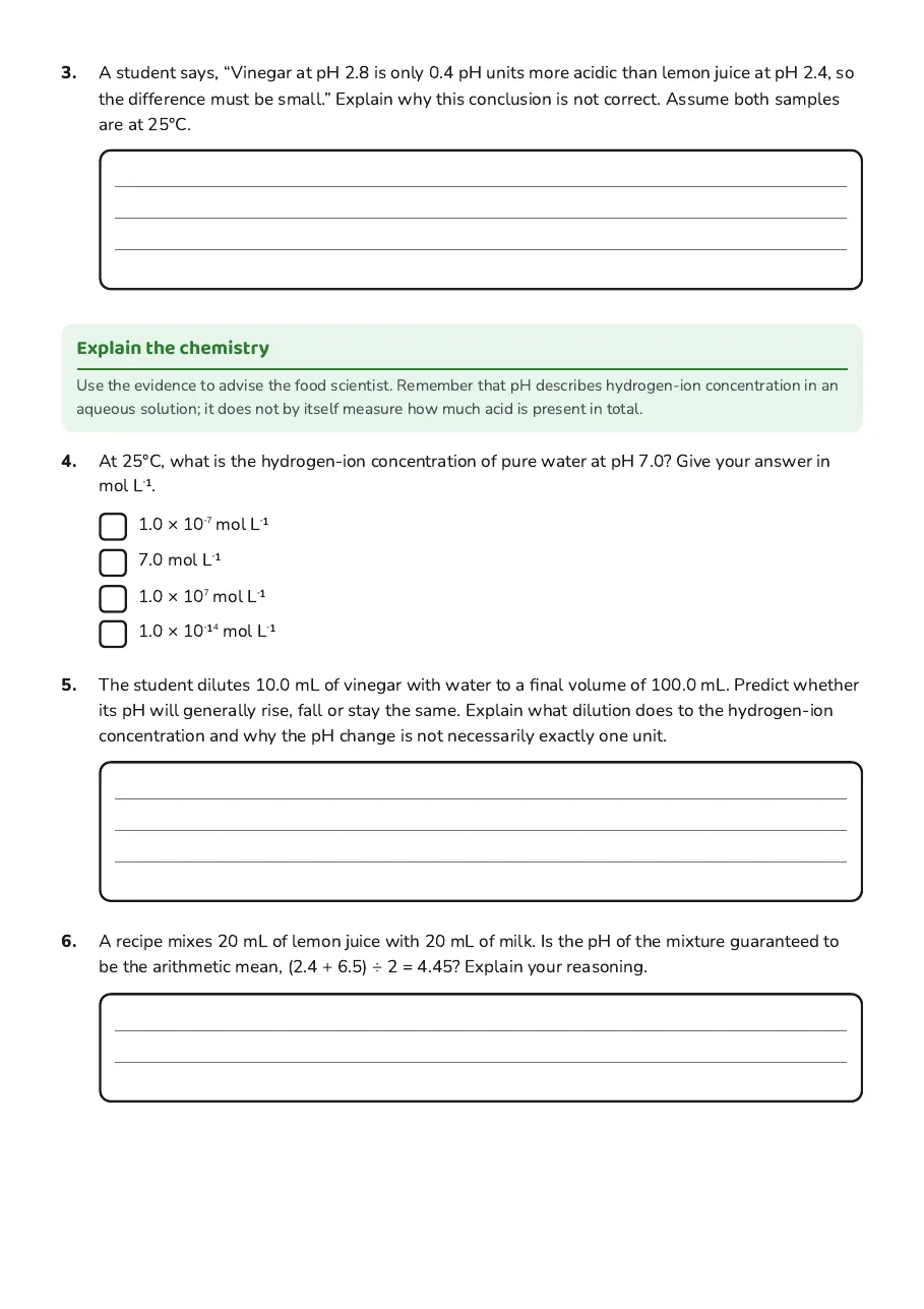 Kitchen Chemistry pH Testing, page 2 of 3: Explain the chemistry