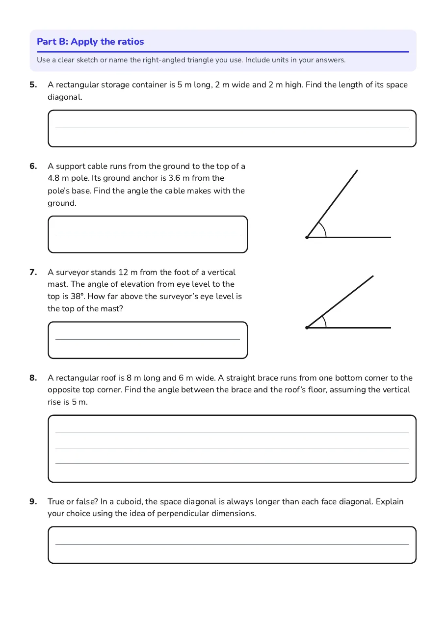 3D Trigonometry Introduction, page 2 of 3: Part B: Apply the ratios