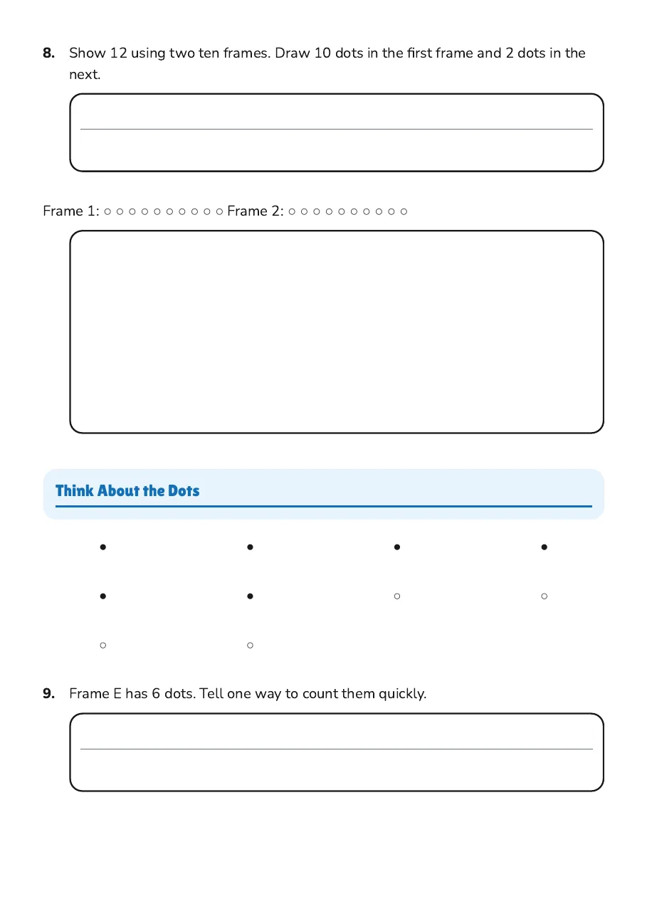 Five and Ten Frames, page 4 of 5: Think About the Dots