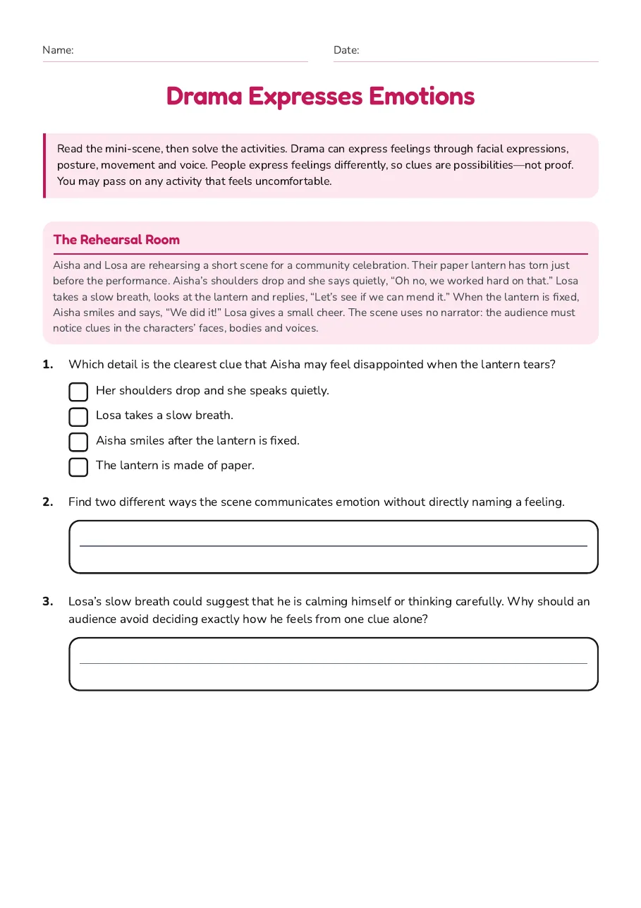Drama Expresses Emotions, page 1 of 4: The Rehearsal Room