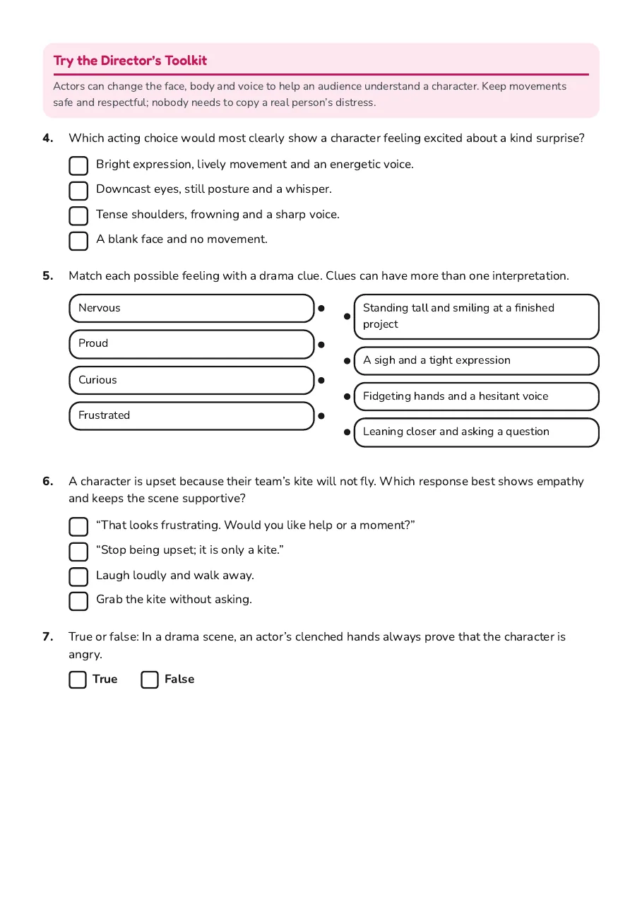 Drama Expresses Emotions, page 2 of 4: Try the Director’s Toolkit