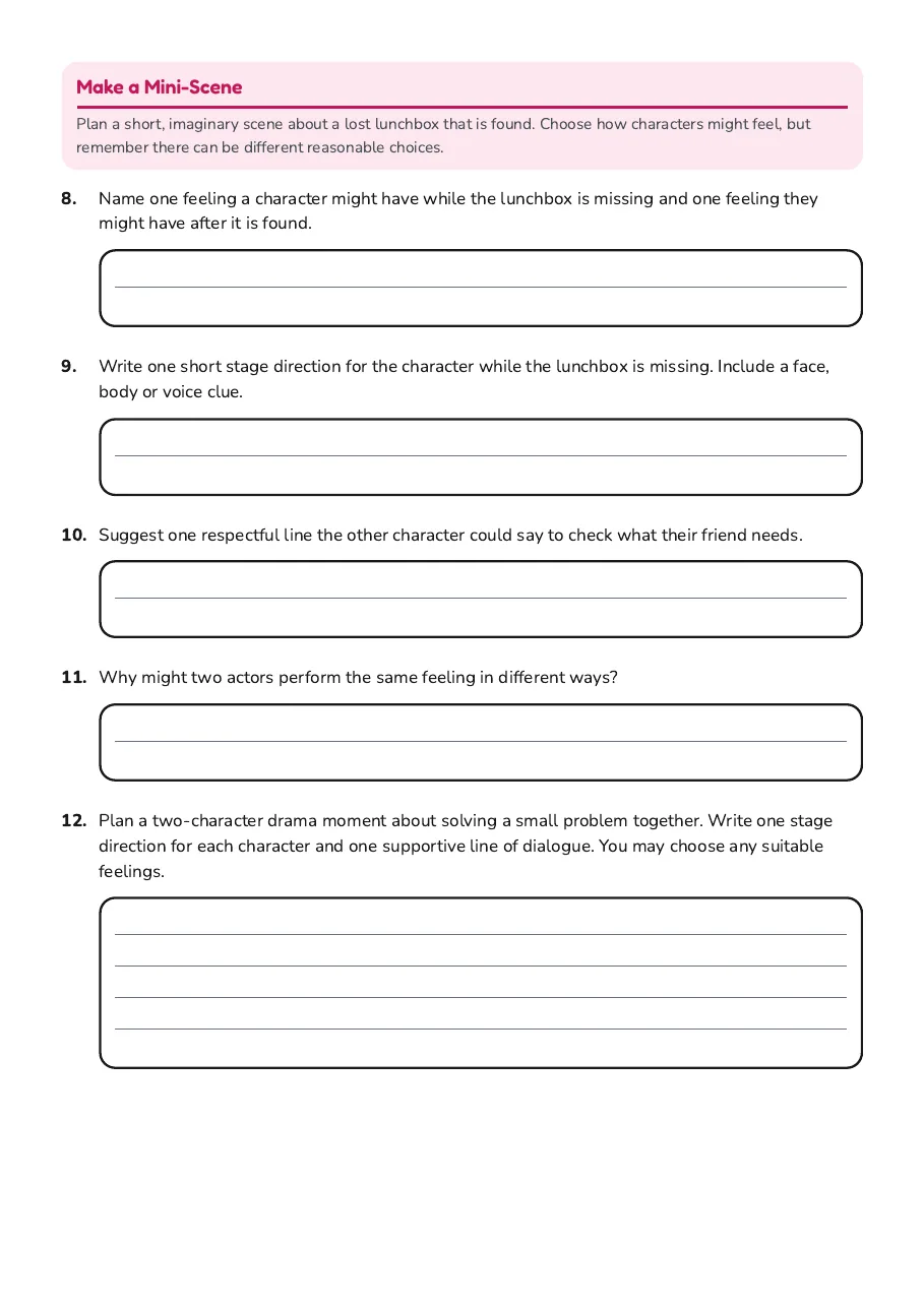 Drama Expresses Emotions, page 3 of 4: Make a Mini-Scene