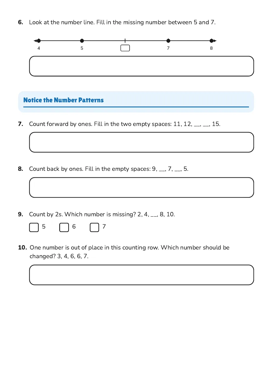 Number Sequences Worksheet, page 2 of 3: Notice the Number Patterns