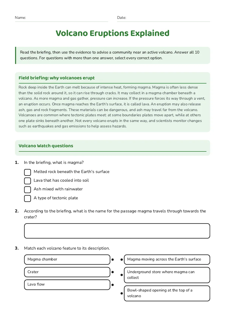 Volcano Eruptions Explained, page 1 of 2: Field briefing: why volcanoes erupt, Volcano Watch questions