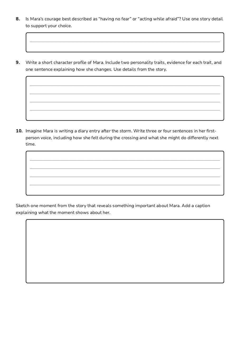 Australian Character Development Profiles, page 3 of 3: 8. Is Mara’s courage best described as “having no fear” or “acting while afraid”? Use one…