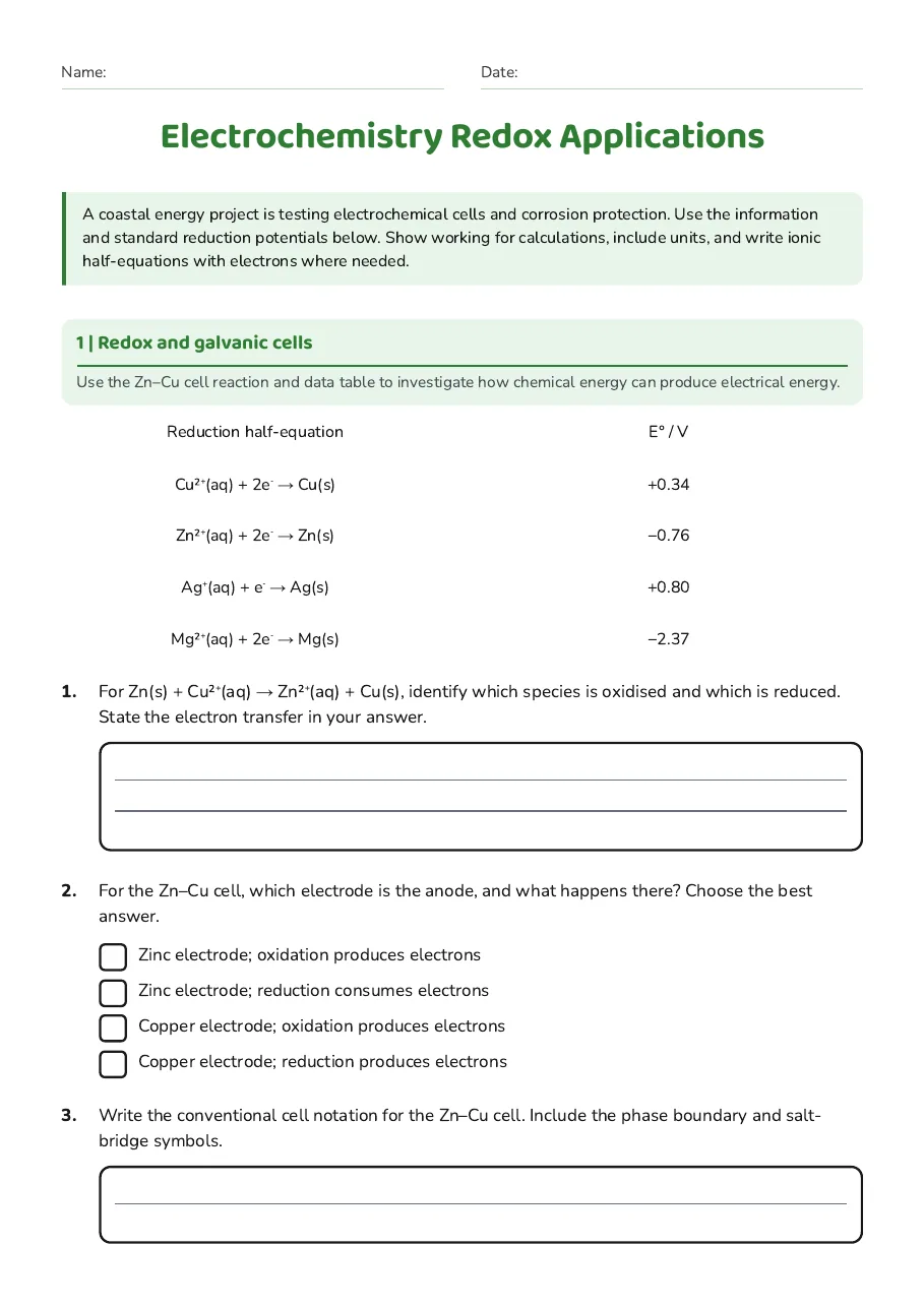 Electrochemistry Redox Applications, page 1 of 3: 1 | Redox and galvanic cells