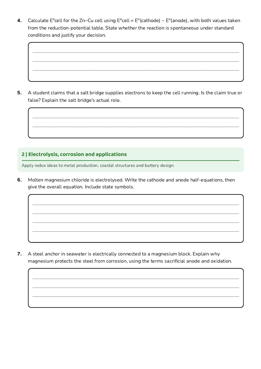 Electrochemistry Redox Applications, page 2 of 3: 2 | Electrolysis, corrosion and applications