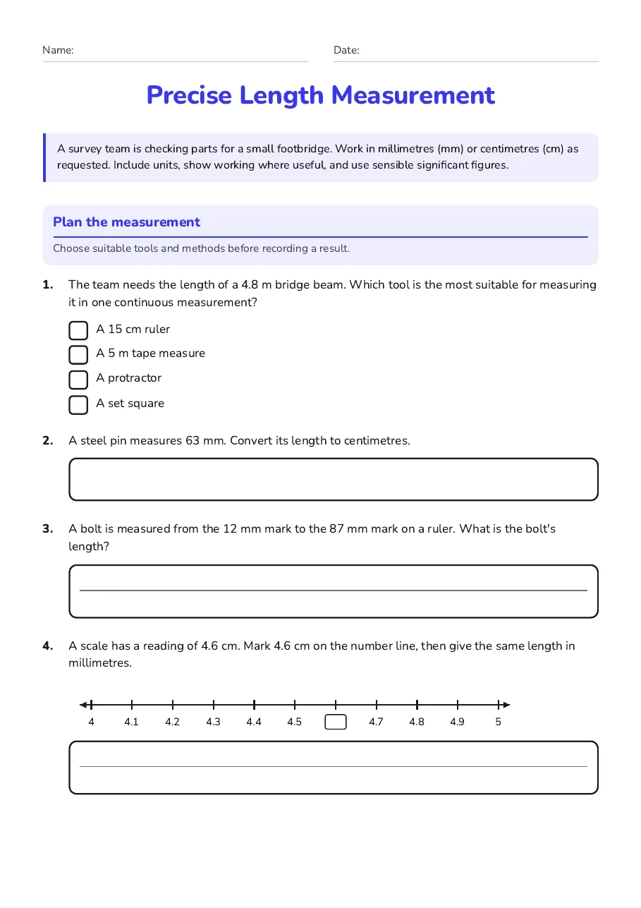 Precise Length Measurement, page 1 of 3: Plan the measurement