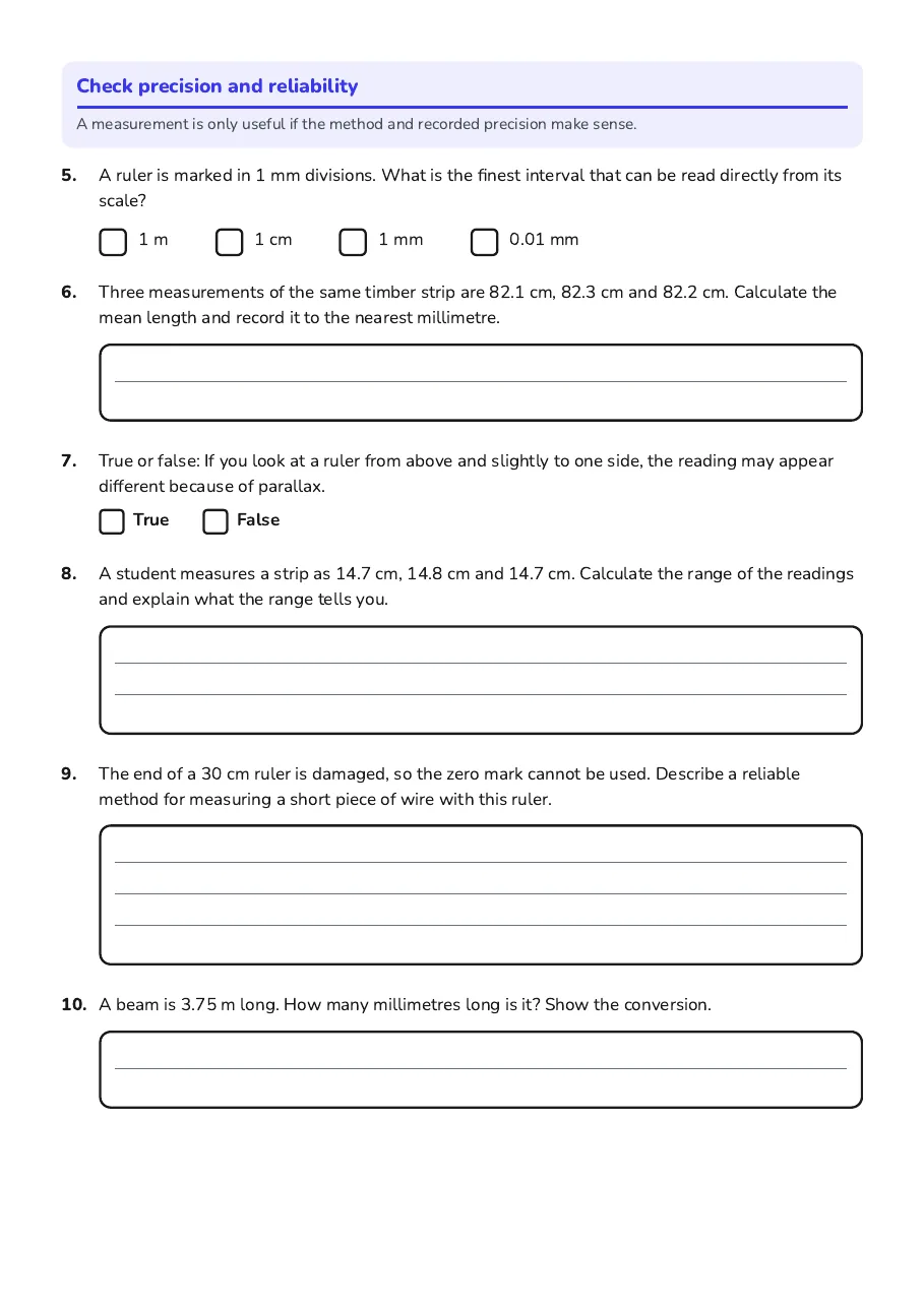 Precise Length Measurement, page 2 of 3: Check precision and reliability