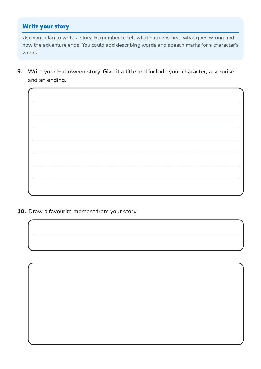 Halloween Story Generator, page 3 of 3: Write your story