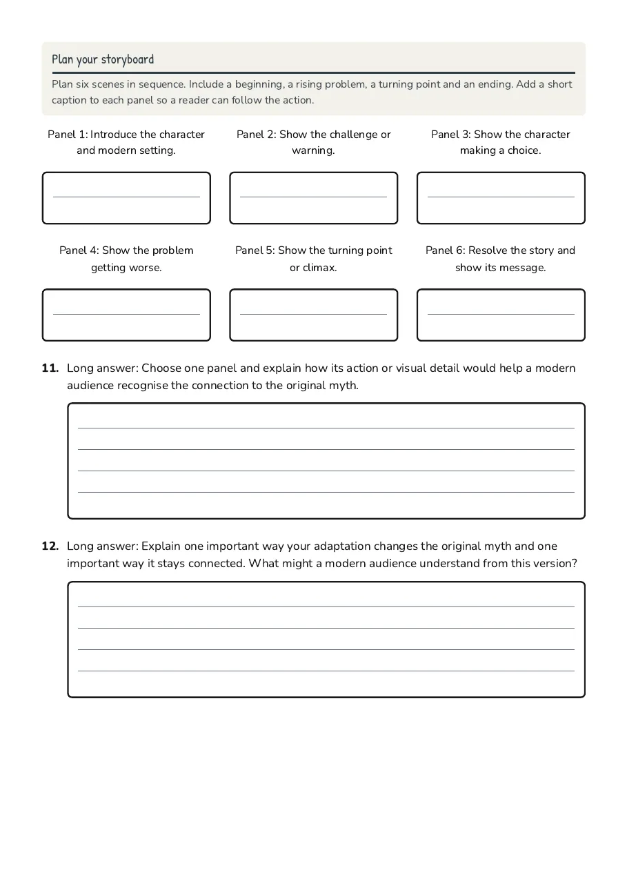 Modern Greek Myth Storyboards, page 3 of 3: Plan your storyboard