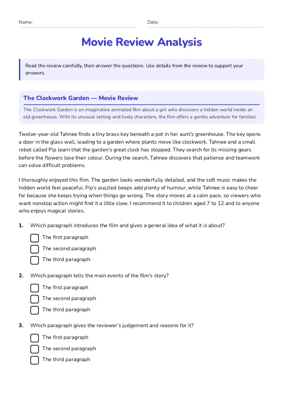 Movie Review Analysis, page 1 of 2: The Clockwork Garden — Movie Review