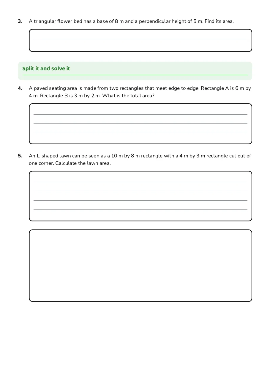 Irregular Shape Area Decomposition, page 2 of 4: Split it and solve it