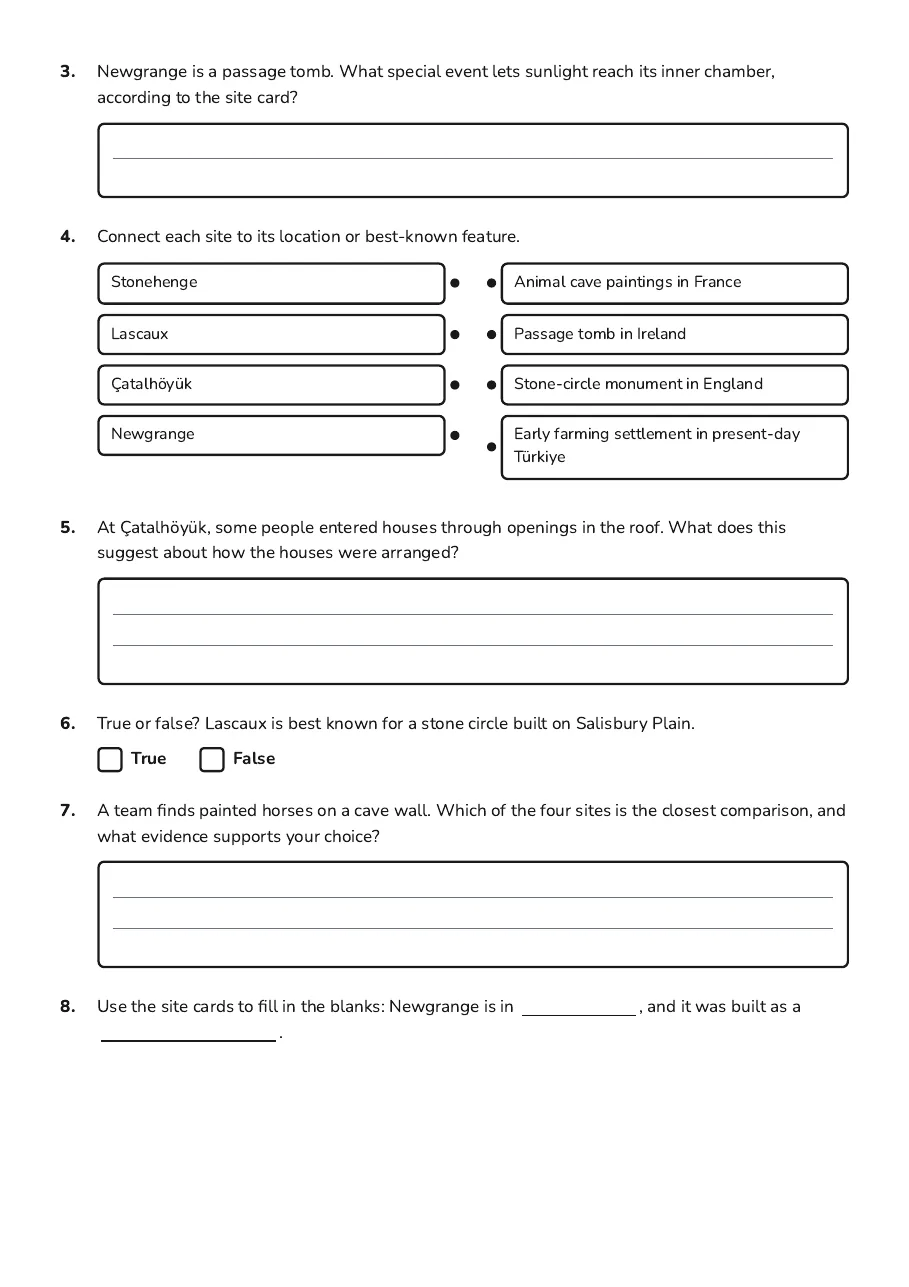 Stone Age Sites Quiz, page 2 of 3: 3. Newgrange is a passage tomb. What special event lets sunlight reach its inner chamber,