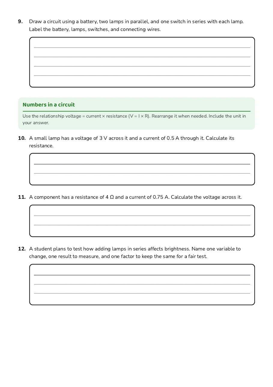 Exploring Electrical Circuits, page 3 of 3: Numbers in a circuit
