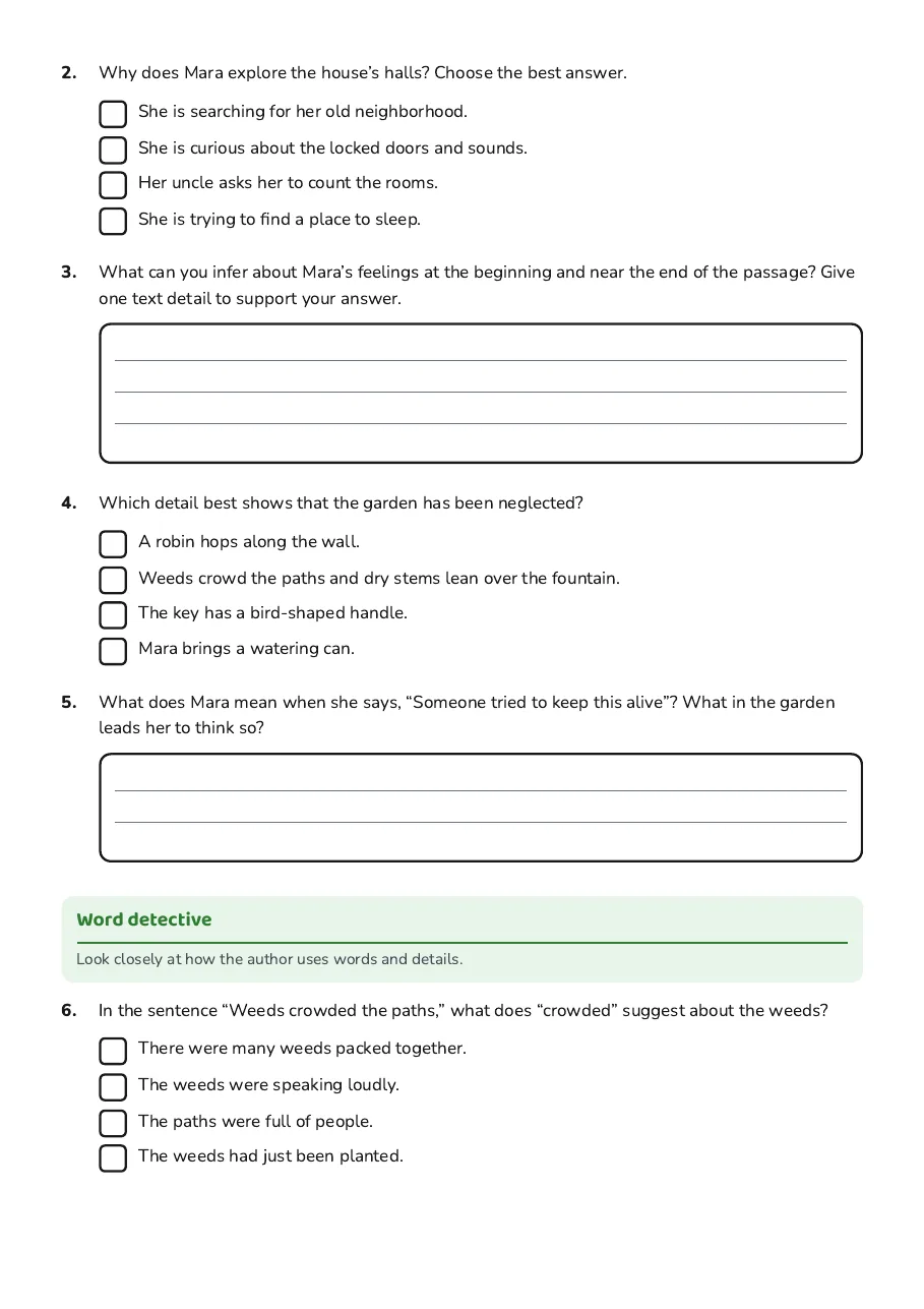 Secret Garden Language Arts, page 2 of 4: Word detective