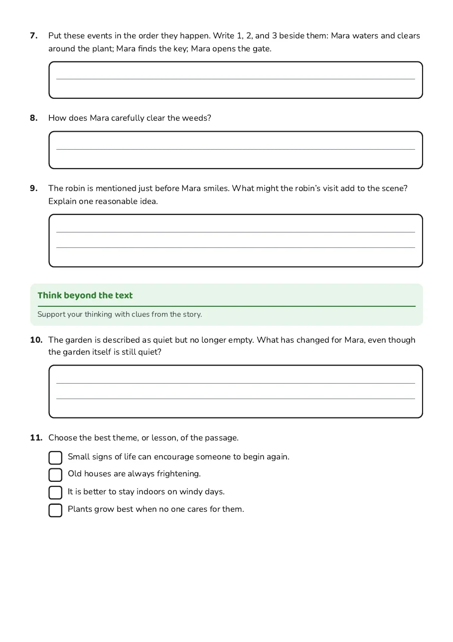 Secret Garden Language Arts, page 3 of 4: Think beyond the text