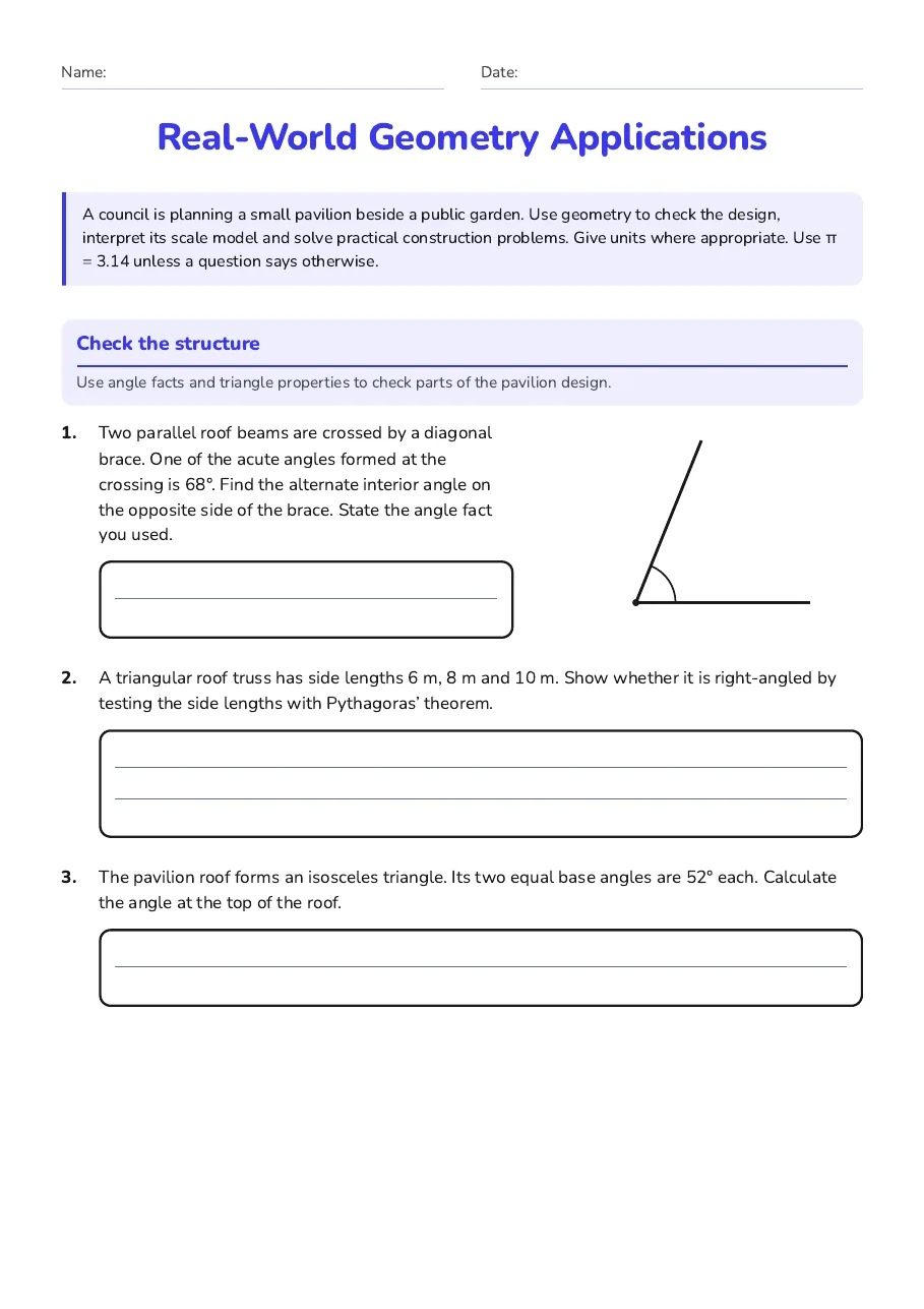 Real-World Geometry Applications, page 1 of 3: Check the structure