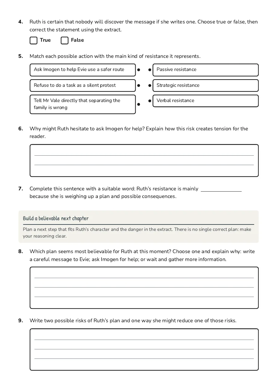 Chains Resistance Plan Worksheet, page 2 of 3: Build a believable next chapter