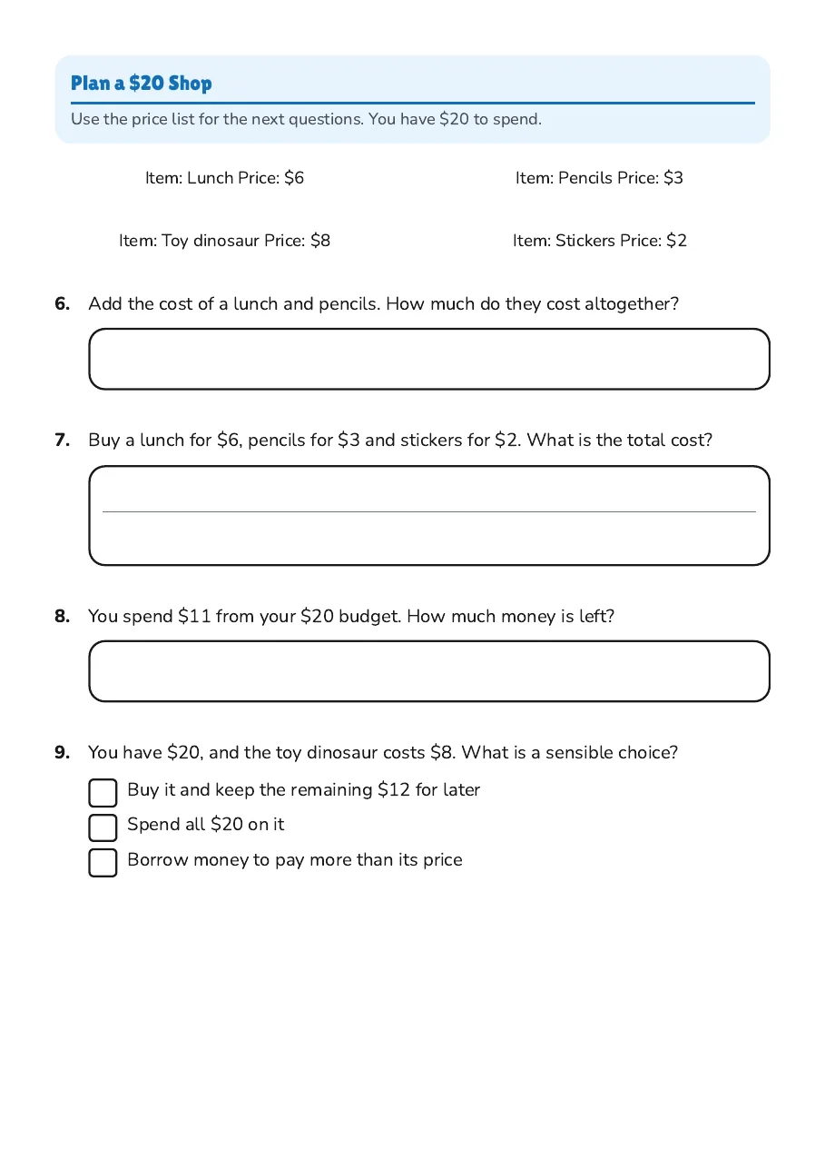 Simple Budget Planning, page 2 of 3: Plan a $20 Shop
