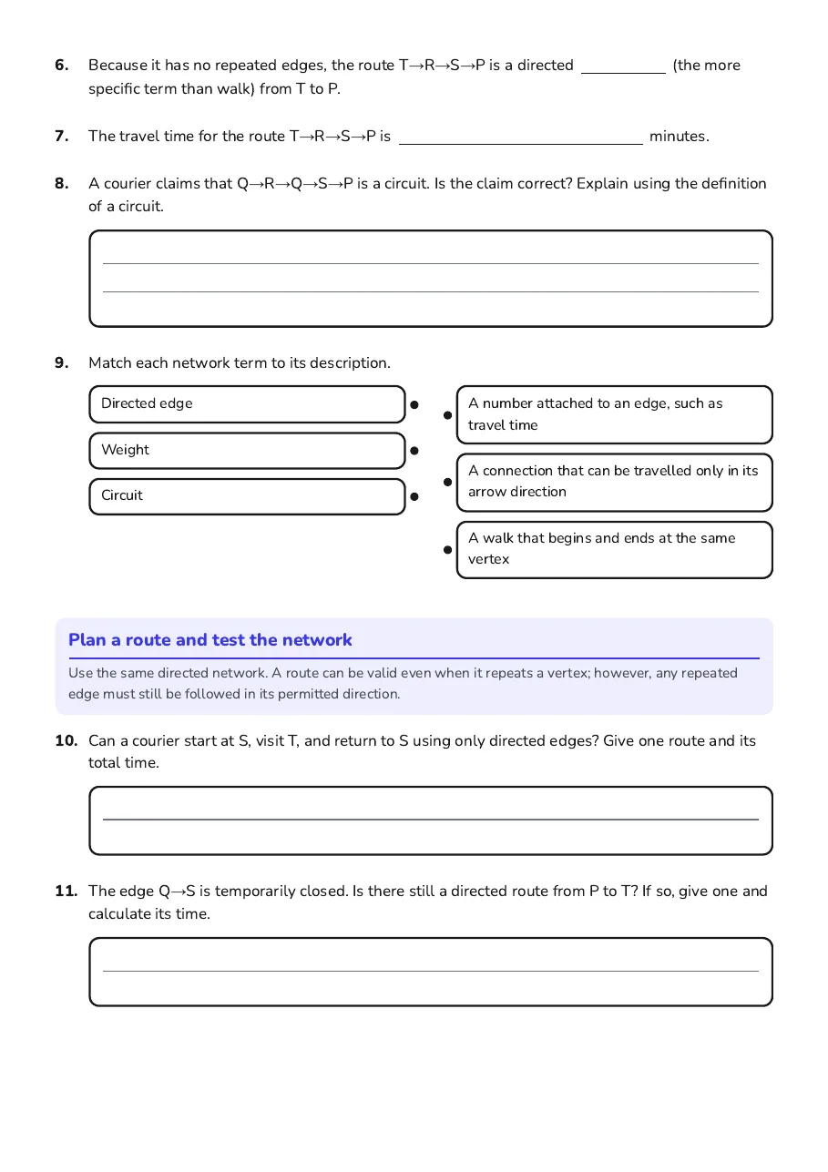 Travelling Networks, page 2 of 3: Plan a route and test the network