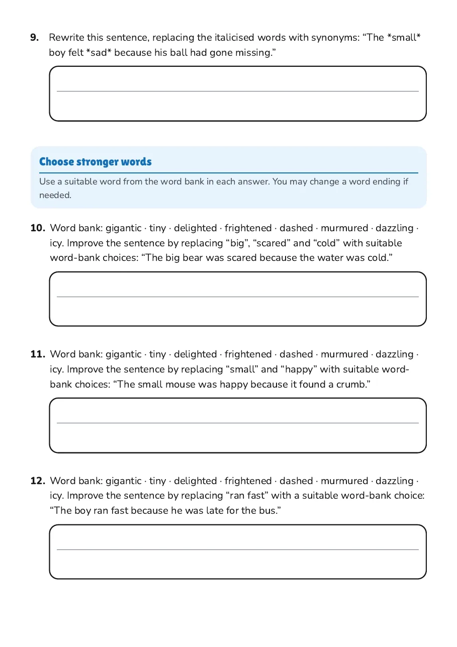 Learning About Adverbs, page 3 of 4: Choose stronger words