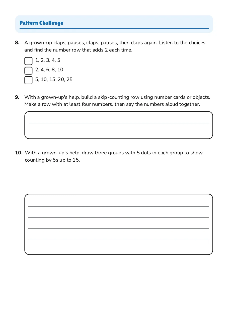 Skip Counting Patterns, page 3 of 3: Pattern Challenge