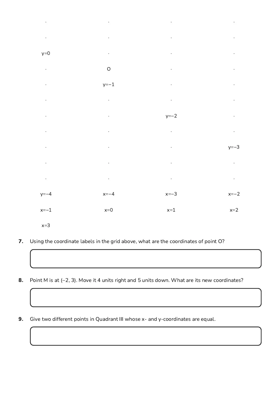 Cartesian Plane Skills Test, page 3 of 4: · · · ·