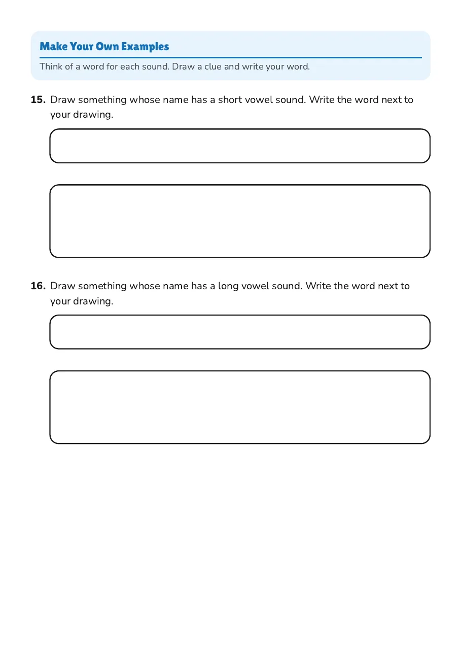 Vowel Sounds Sorting Activity, page 3 of 3: Make Your Own Examples
