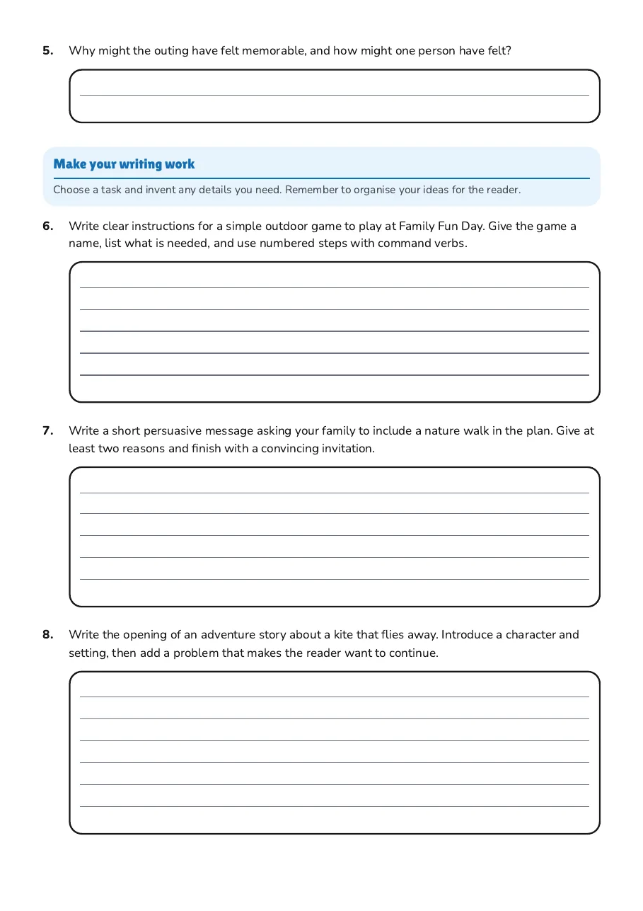 Family Writing Activities Worksheet, page 2 of 3: Make your writing work