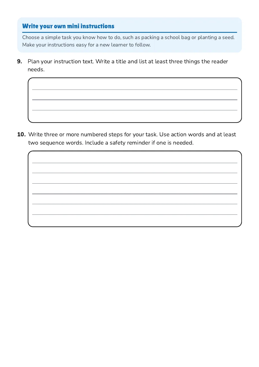 Fixing unclear instructions and planning and writing a clear set of steps for a familiar task.