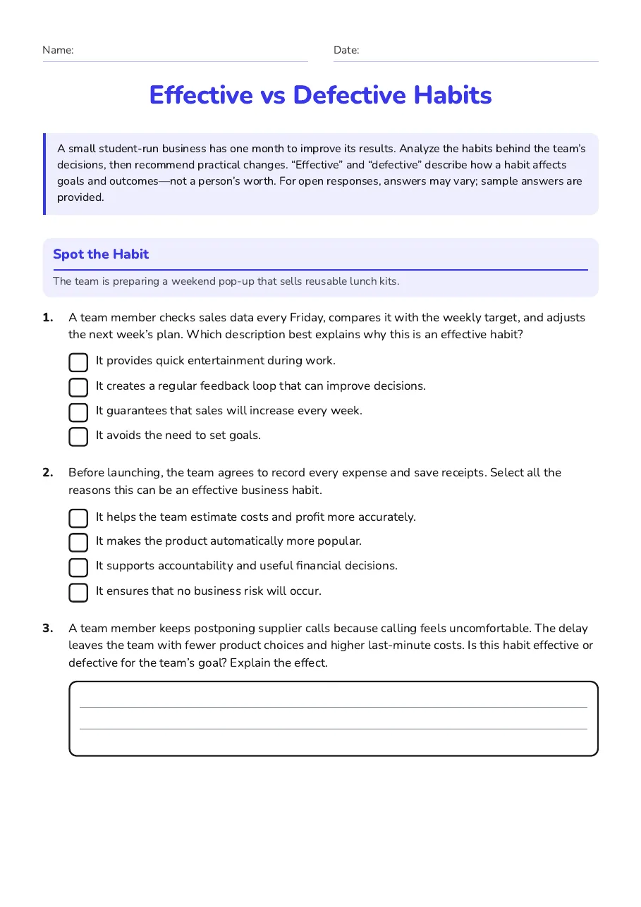 Effective vs Defective Habits, page 1 of 3: Spot the Habit