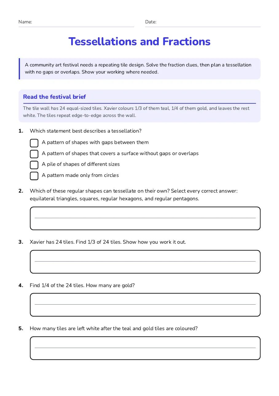 Tessellations and Fractions, page 1 of 3: Read the festival brief
