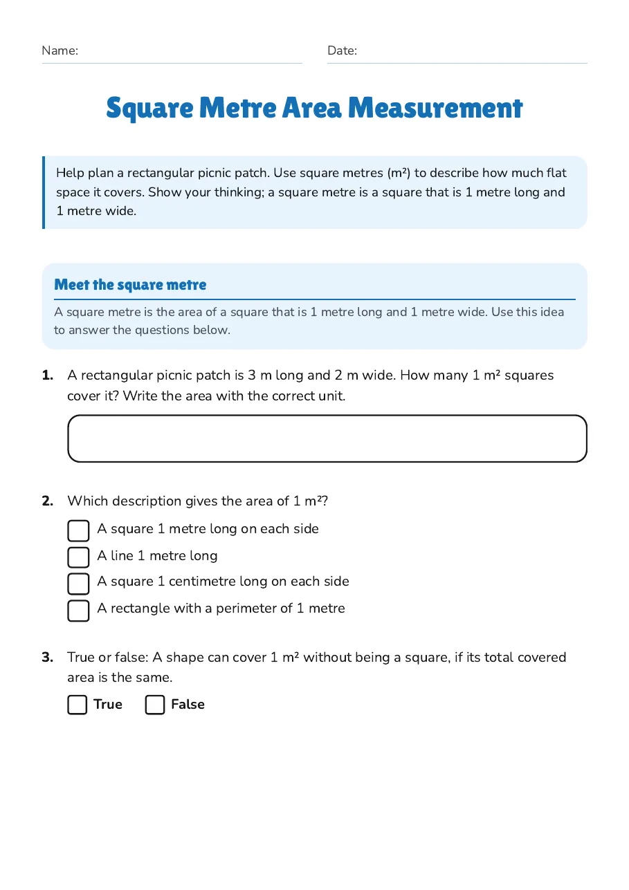 Square Metre Area Measurement, page 1 of 3: Meet the square metre