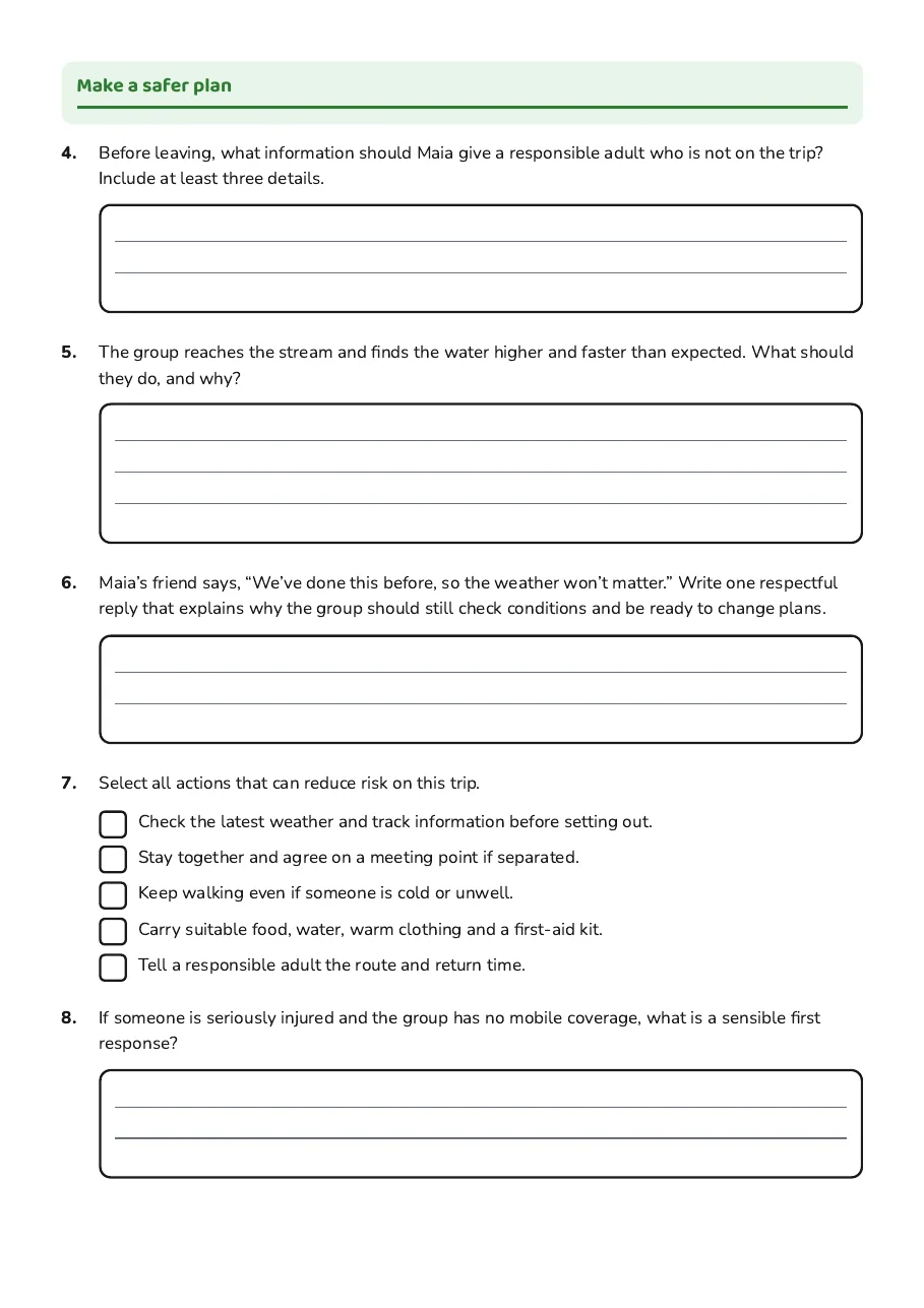 Outdoor Safety Risk Planning, page 2 of 3: Make a safer plan
