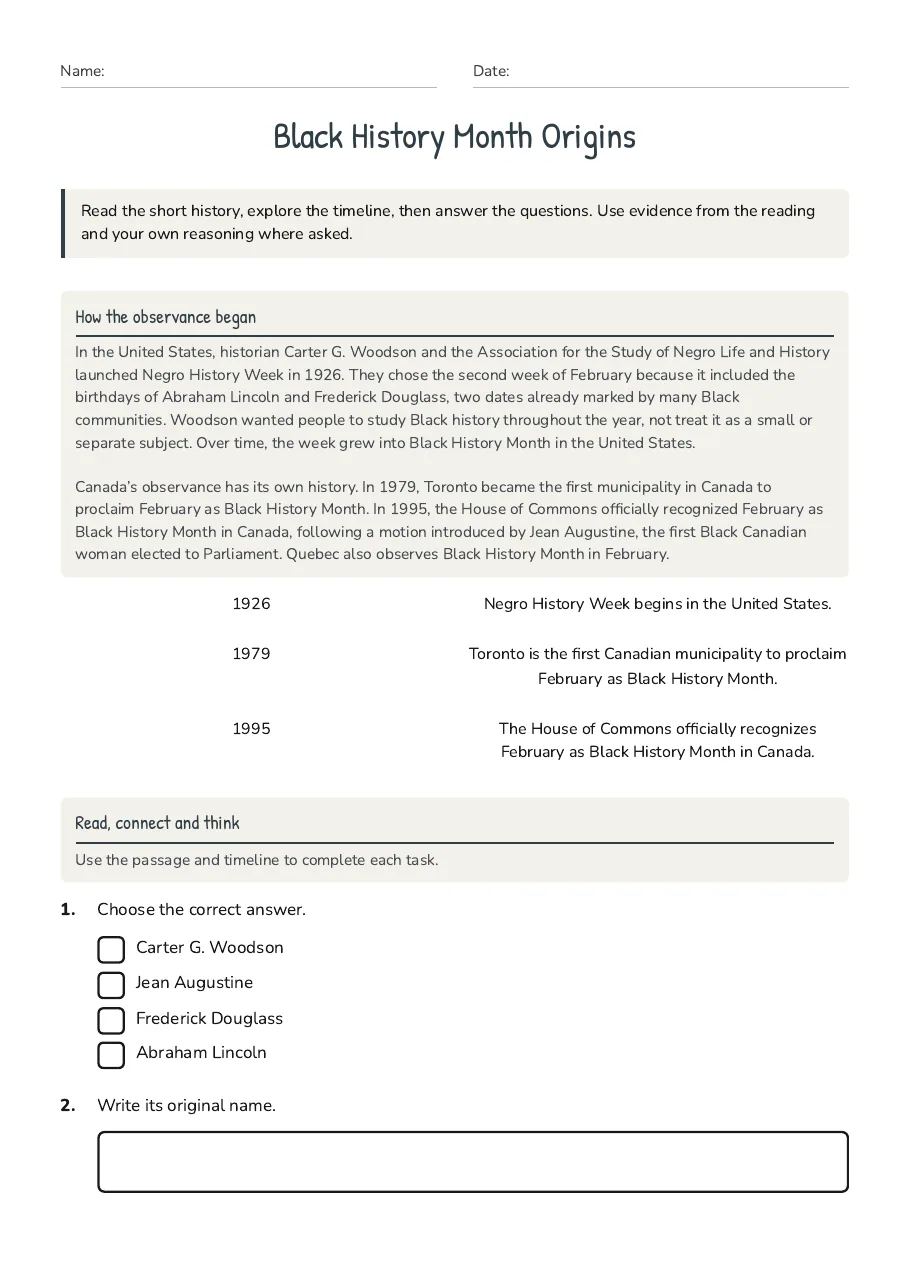 Black History Month Origins, page 1 of 3: How the observance began, Read, connect and think