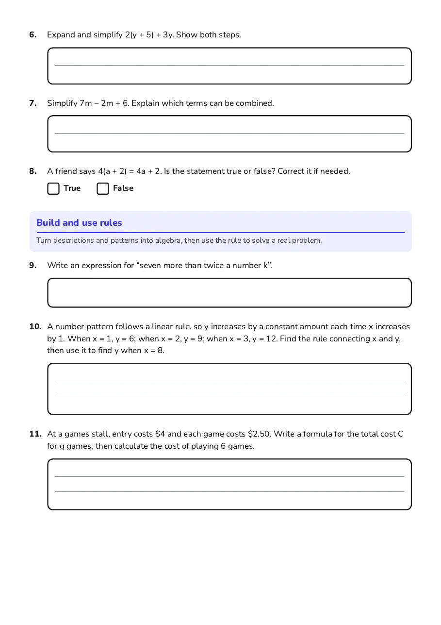 Algebra Transformations Review, page 2 of 3: Build and use rules